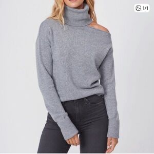 PAIGE NWOT Women's Gray Crew Neck Sweater Off The Shoulder Warm Winter Top XS